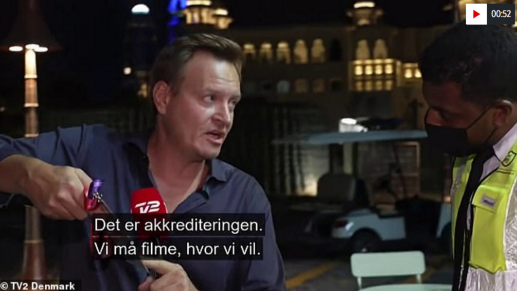 Video: Skandal vor WM-Beginn! - Sicherheitskräfte aus Katar drohen dänischem Reporter live im TV