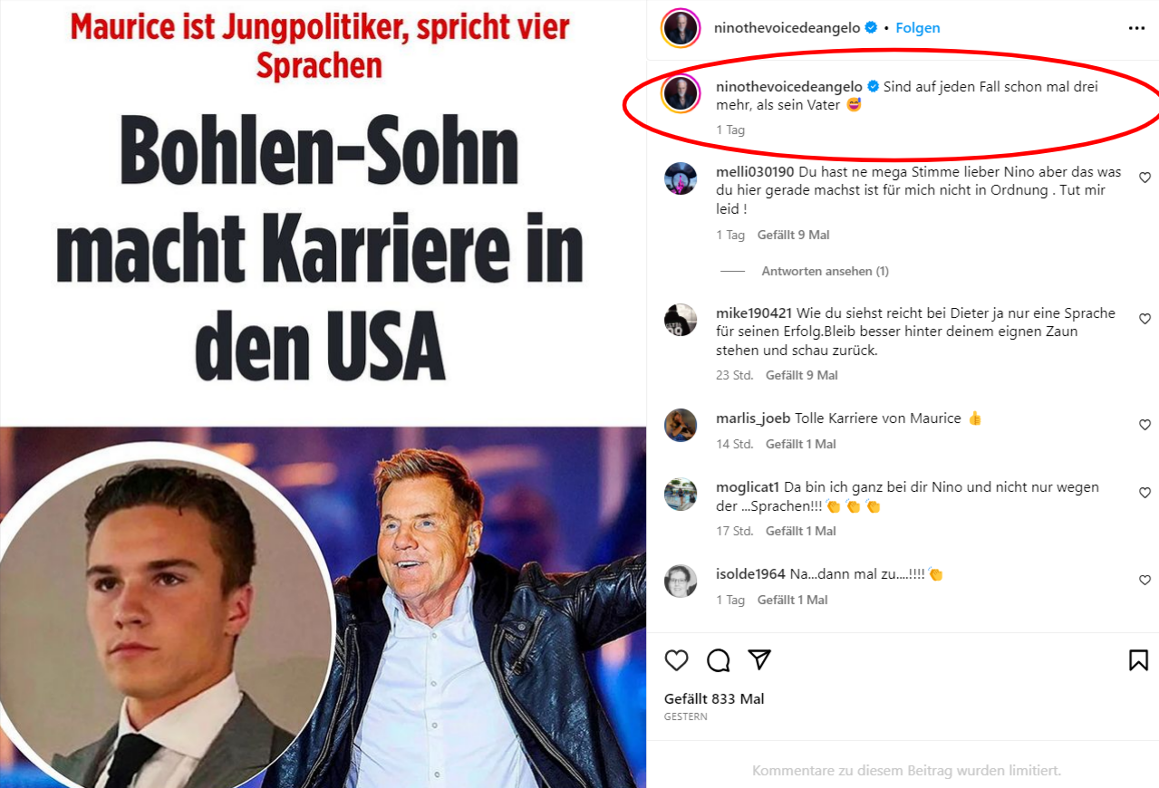 Nino de Angelo geht auf Dieter Bohlen los - Mega Beef wegen seines Sohnes!