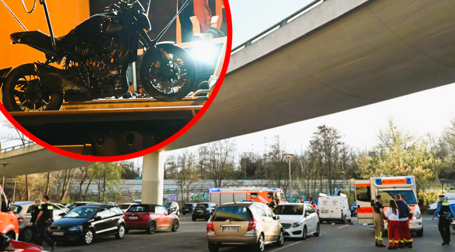 Tödliches Biker-Drama! Motorradfahrer stürzen von Autobahnbrücke bei Berlin - Frau sofort tot, Mann schwebt in Lebensgefahr