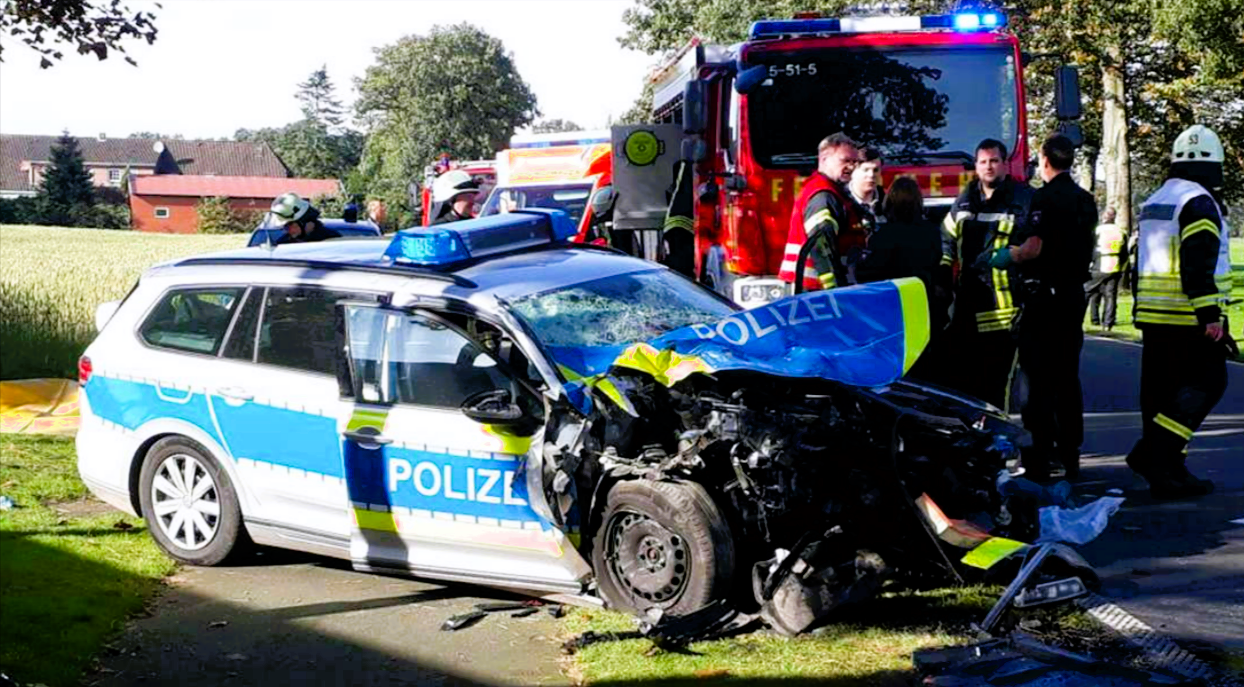 4 Polizisten bei Unfall verletzt - Ermittlungen zum Unfallhergang laufen!