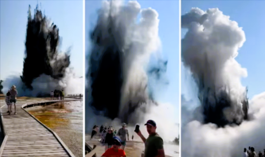 Geysir explodiert im Nationalpark! Touristen mussten um ihr Leben rennen